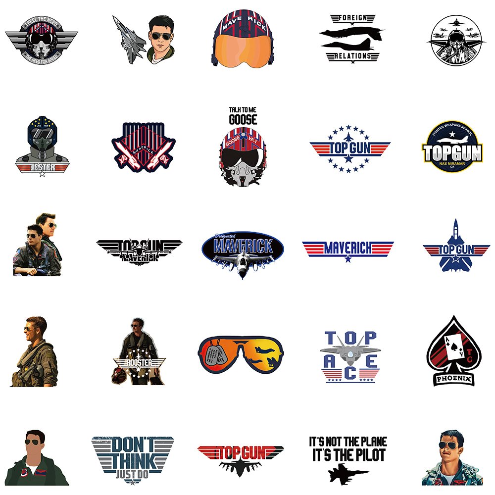 50pcs Top Gun Maverick Movie Cartoon Stickers Diy Skateboard Laptop Phone Case Helmet Car Waterproof Toys Cool Die Cut Sticker