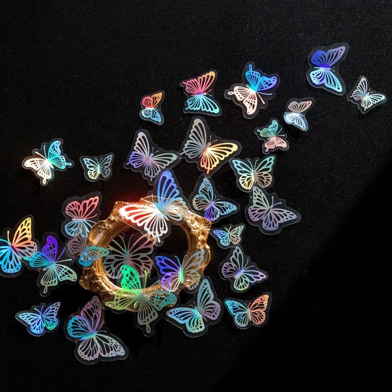 3D Paper Butterflies Wallpaper Gold Silver Rose Gold Creative Butterfly Sticker For Living Room Self Adhesive Wall Decal