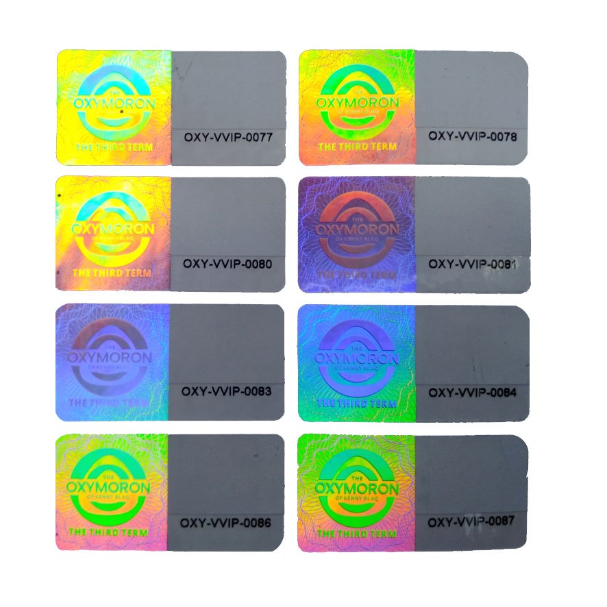 Black running numbers custom design micro text 3D laser sticker hologram