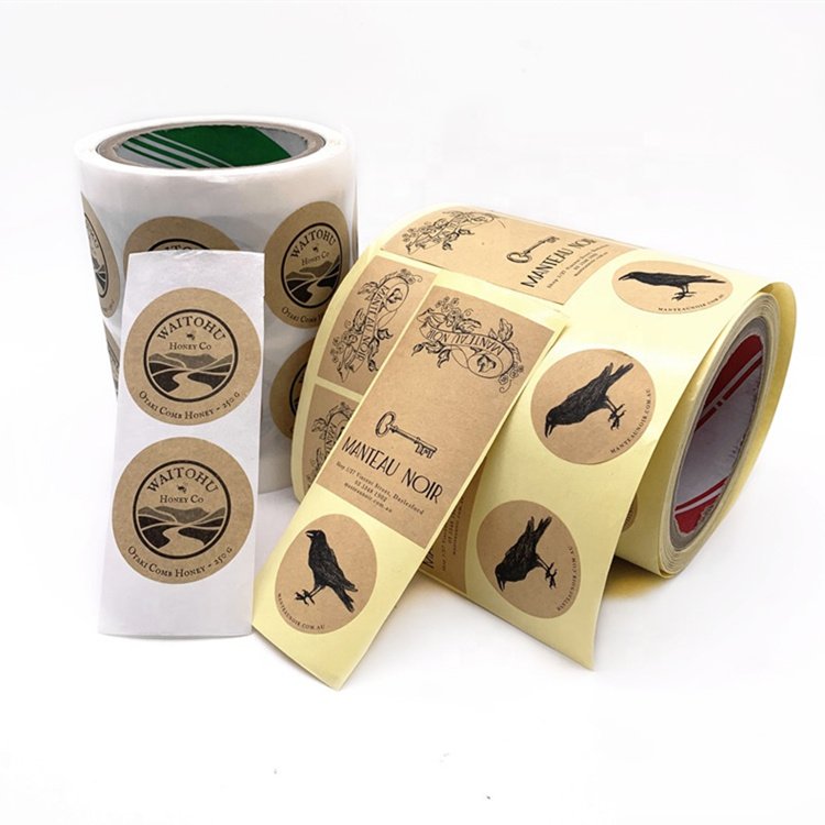 Hot sell thank you packing label rolls customized craft paper die cut sticker