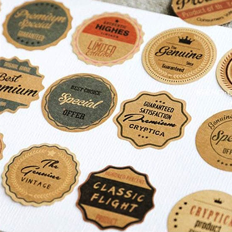Hot sell thank you packing label rolls customized craft paper die cut sticker