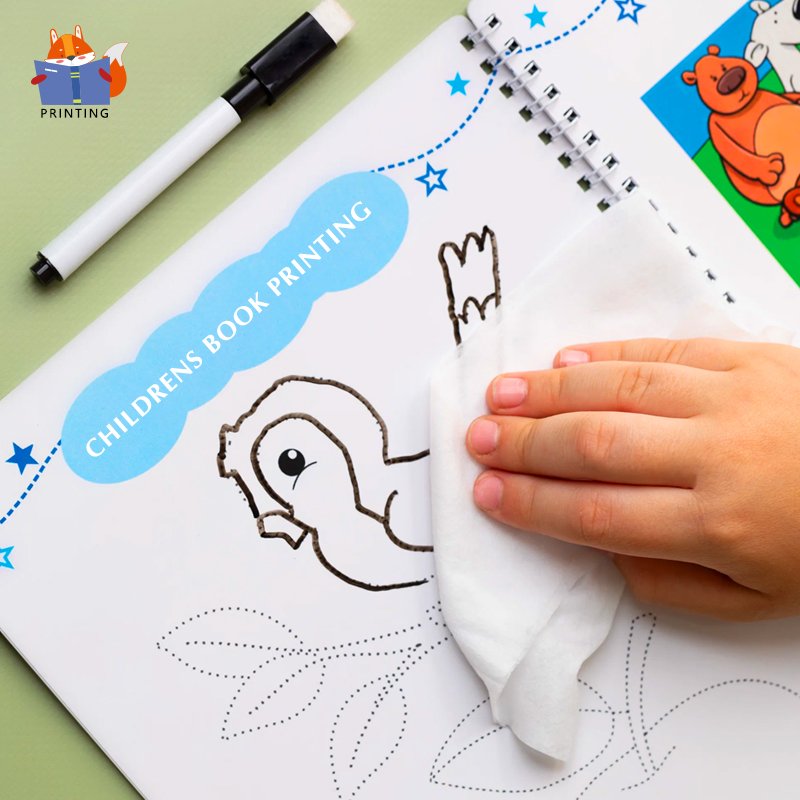 Print On Demand Custom Publishing Services Educational Kids Sticker Sheet Coloring Book Printing Reusable Waterproof Cartoon