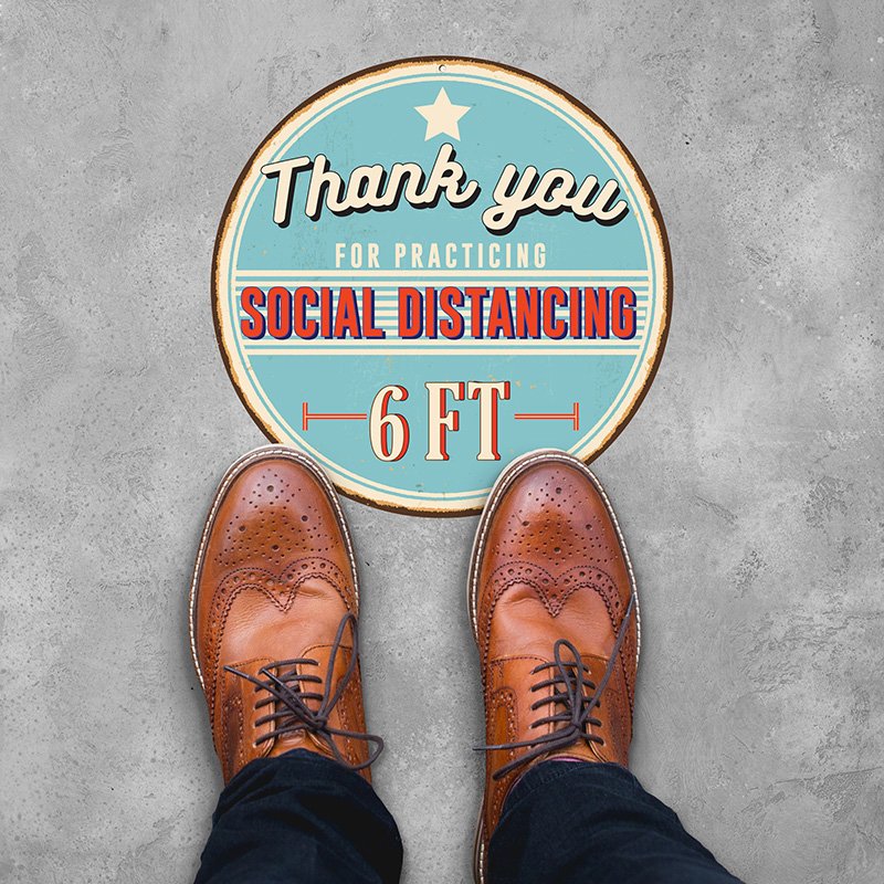 6ft Floor Sign Sticker 12" Custom Die Cut Vinyl Waterproof Vinyl Sticker Distance Safety Sign Sticker