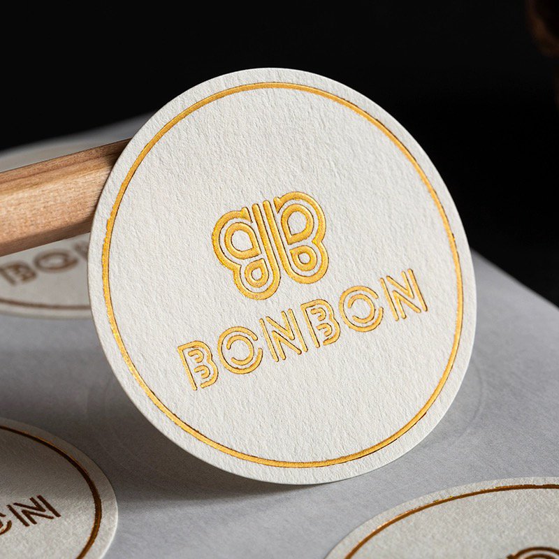 Hot Sale Custom Printing Gold Foil Logo Black Label Adhesive Private Sticker