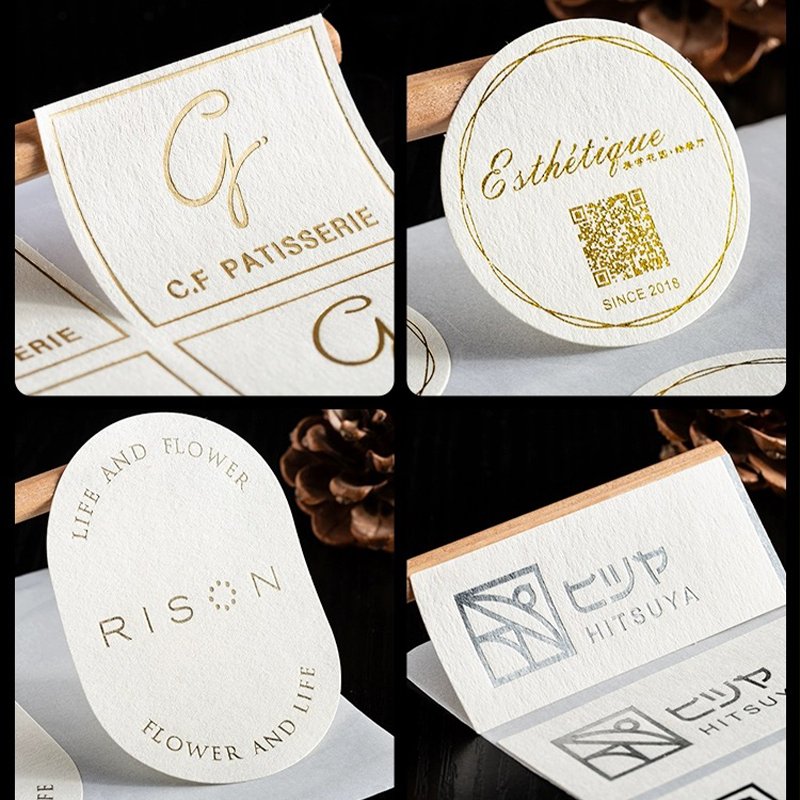 Hot Sale Custom Printing Gold Foil Logo Black Label Adhesive Private Sticker