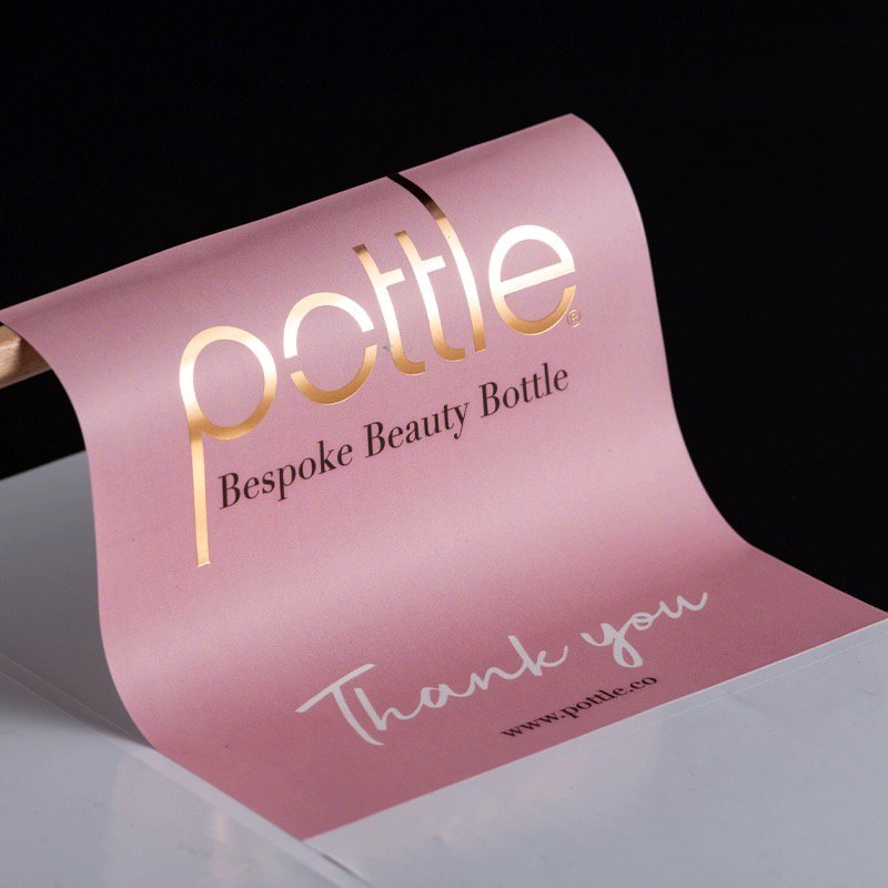 Hot Sale Custom Printing Gold Foil Logo Black Label Adhesive Private Sticker