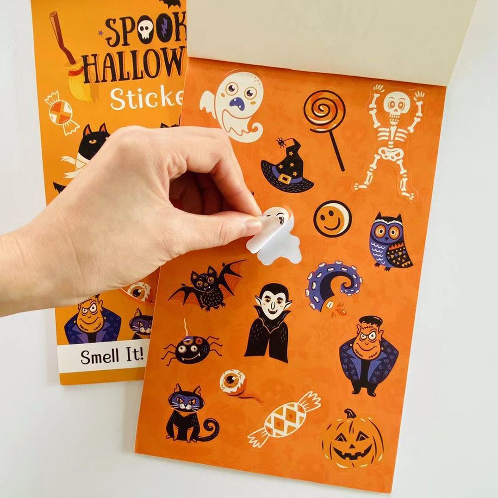 Cartoon Printing Self Adhesive Halloween Scrapbook Oem Aroma Sticker Lasting Fragrance Scratch And Sniff Sticker