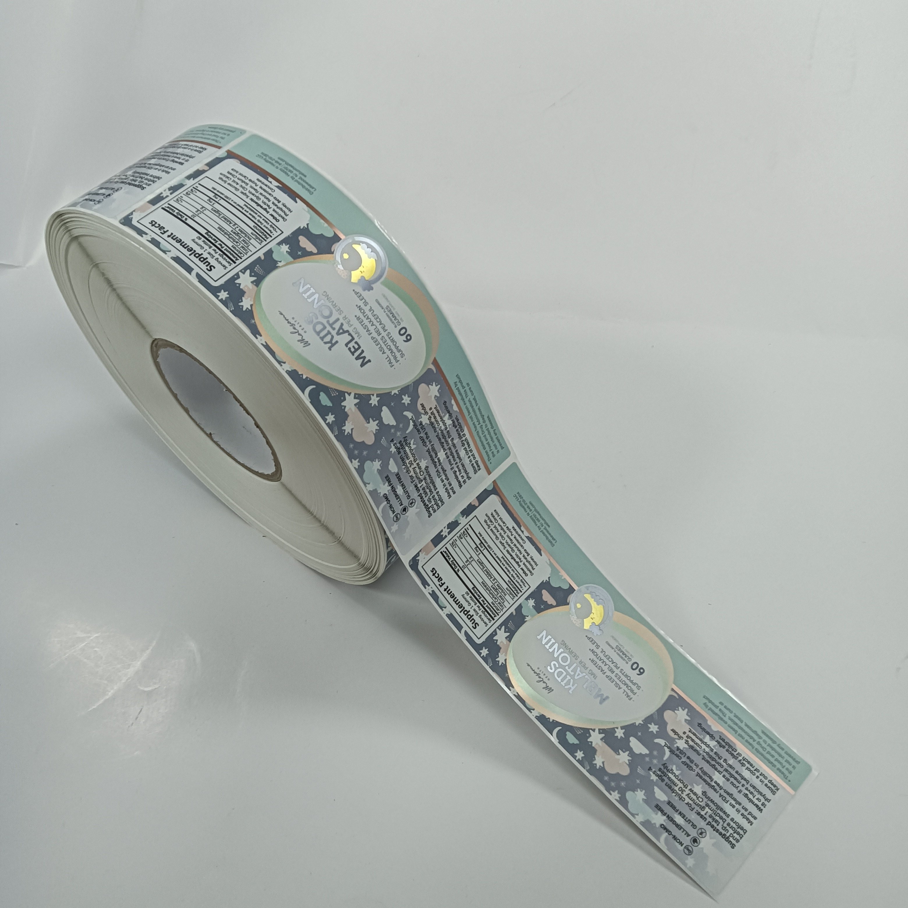 Bottle sticker shiny logo custom label sticker private roll label adhesive vinyl stickers silver labels printer