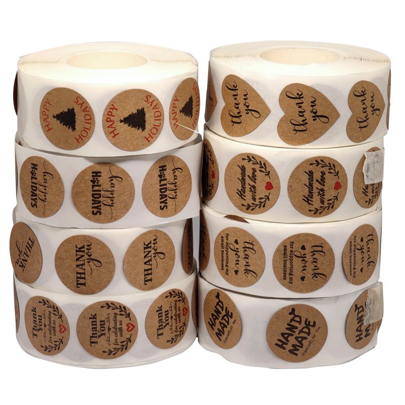 Custom Printing Kraft Paper Thank You Sticker Rolls