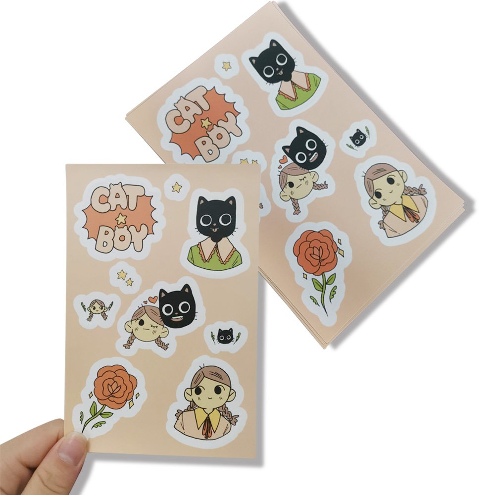 Multiple Designs Acceptable Custom Vinyl sticker Waterproof Self Adhesive a4 a5 Sheet Kiss Cut Sticker Label Print sticker