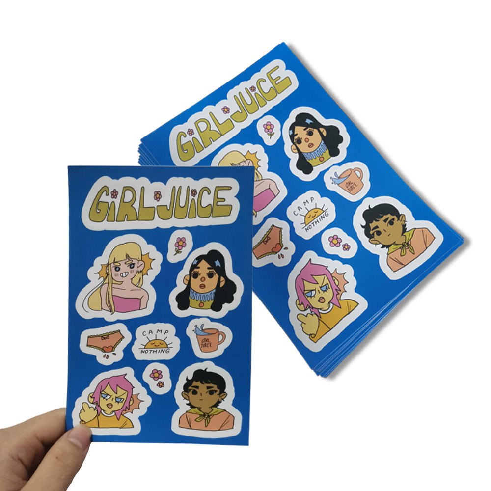 Multiple Designs Acceptable Custom Vinyl sticker Waterproof Self Adhesive a4 a5 Sheet Kiss Cut Sticker Label Print sticker