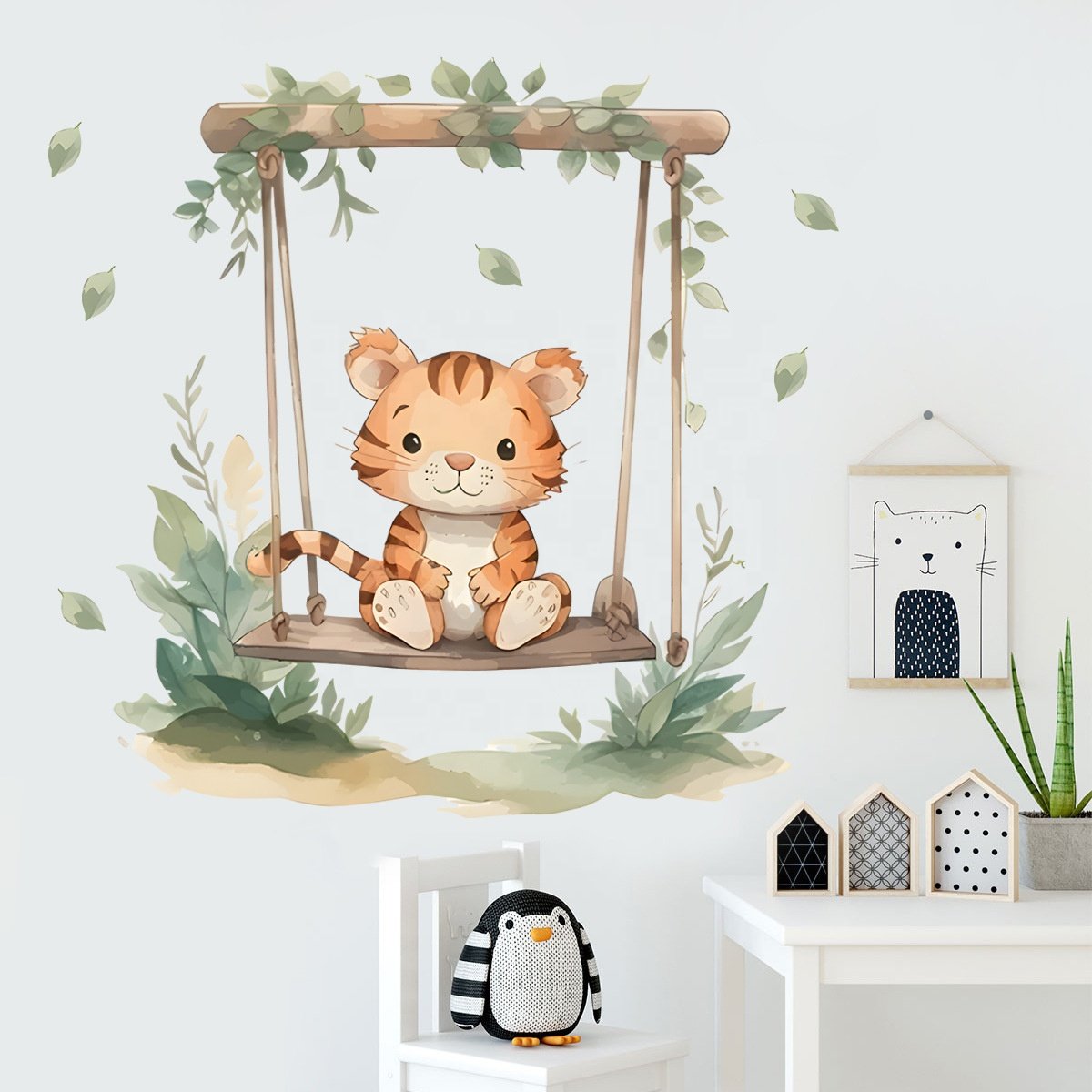 Creative cartoon tiger wall stickers animals water proof stickers for home decor easy to clean