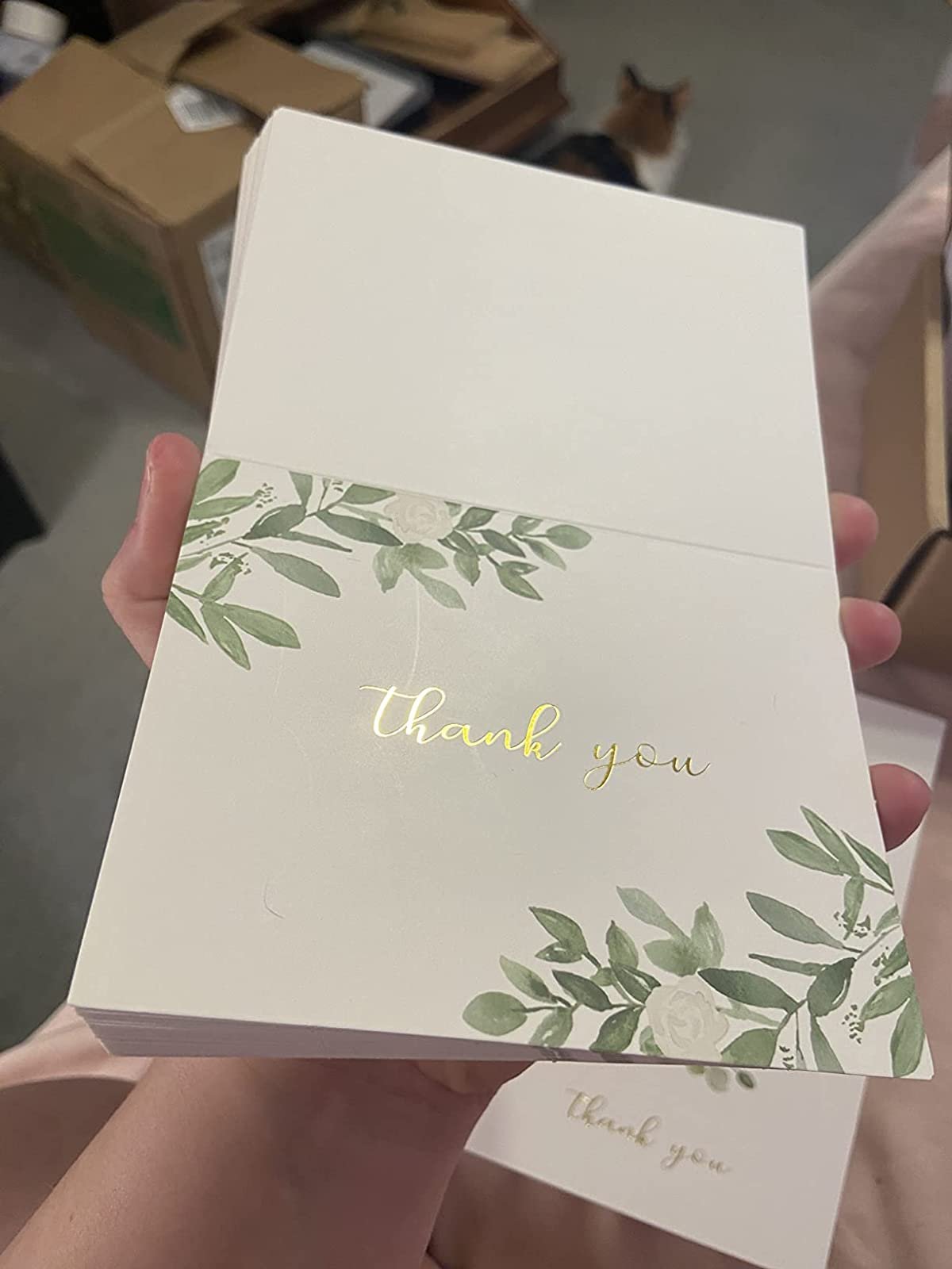 Fancy Luxury Gold Foiled Thank You Card Custom Packaging Paper Envelope With Card Printed