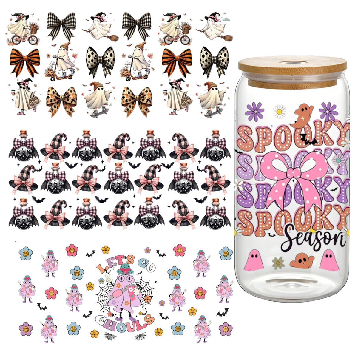 20000+ styles New Design Halloween Series Pattern UV Transfer Sticker Crystal Label 16oz UVDTF Cup Sticker