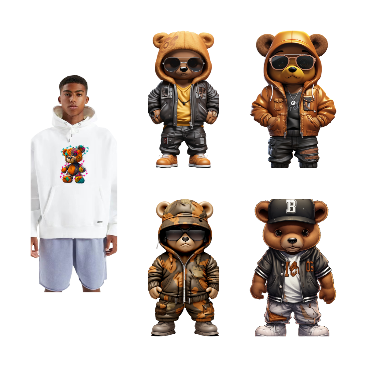 Factory Wholesale Custom Bear Dtf Film Heat Transfer Sticker Vinyl for T-shirt Screen Printing Transfer Garment Custom Color