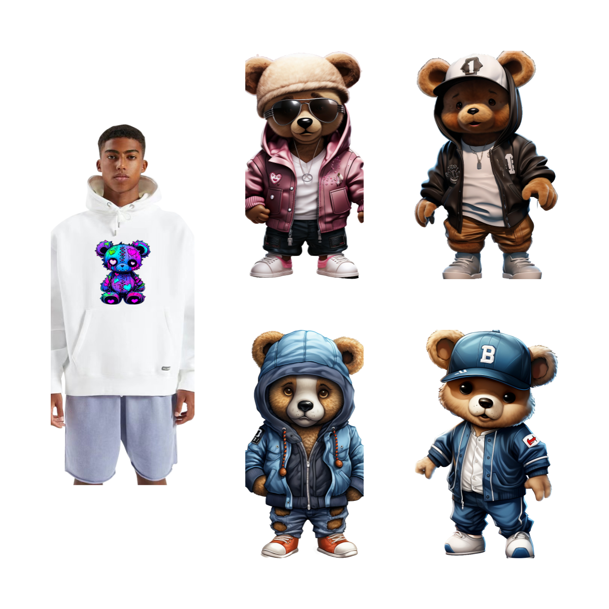 Factory Wholesale Custom Bear Dtf Film Heat Transfer Sticker Vinyl for T-shirt Screen Printing Transfer Garment Custom Color