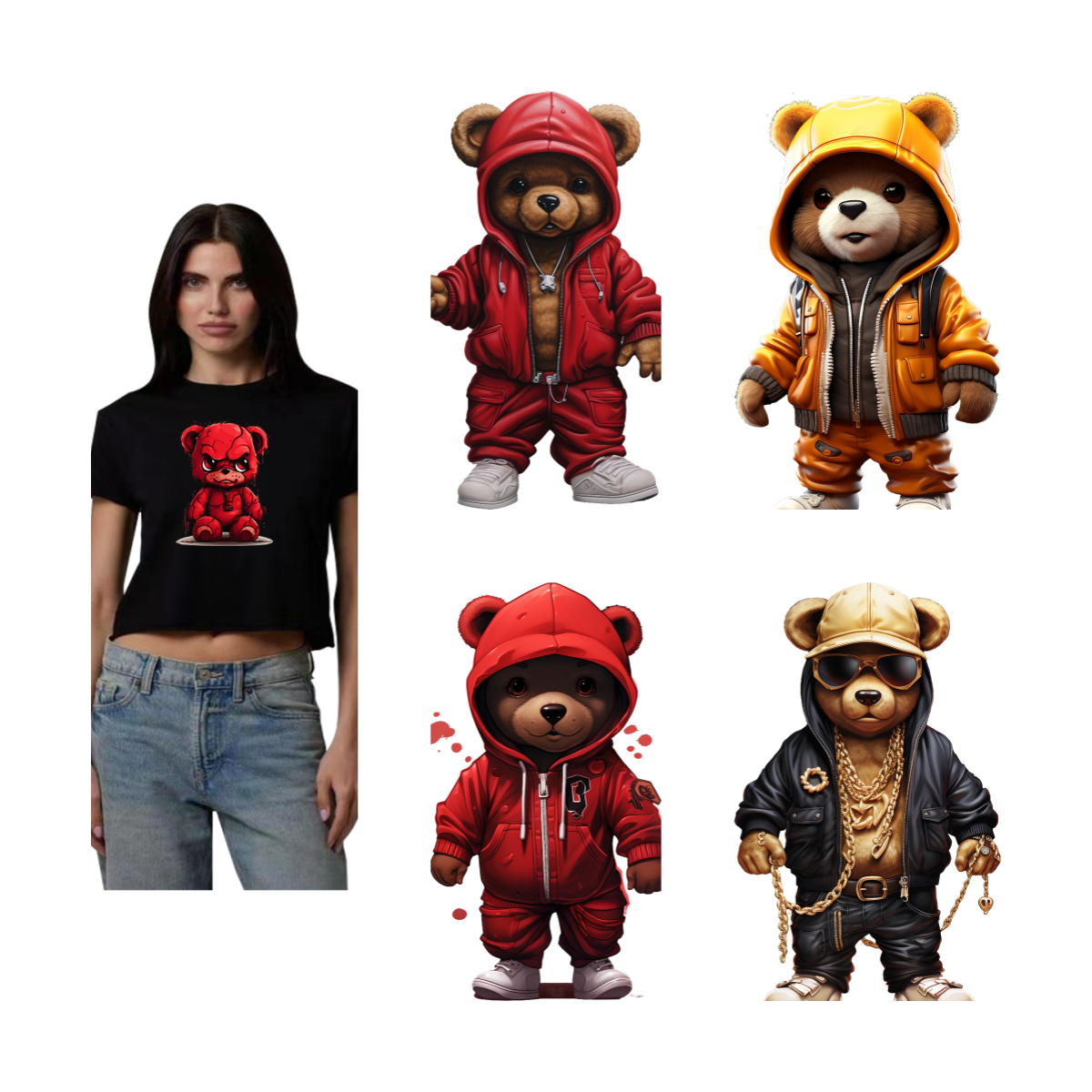 Factory Wholesale Custom Bear Dtf Film Heat Transfer Sticker Vinyl for T-shirt Screen Printing Transfer Garment Custom Color