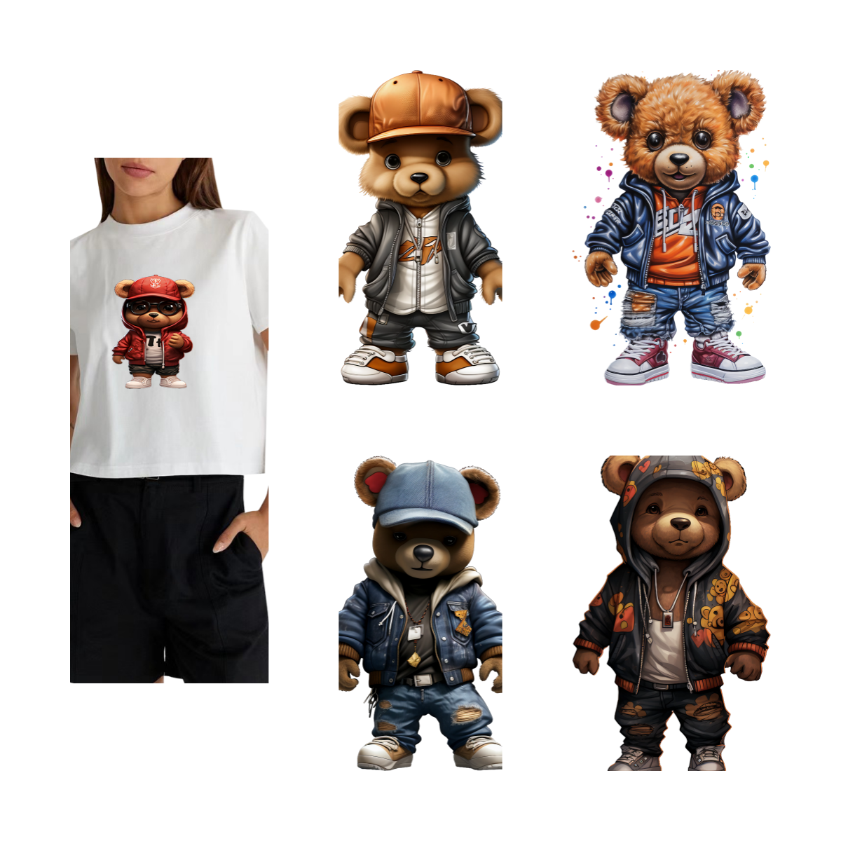 Factory Wholesale Custom Bear Dtf Film Heat Transfer Sticker Vinyl for T-shirt Screen Printing Transfer Garment Custom Color
