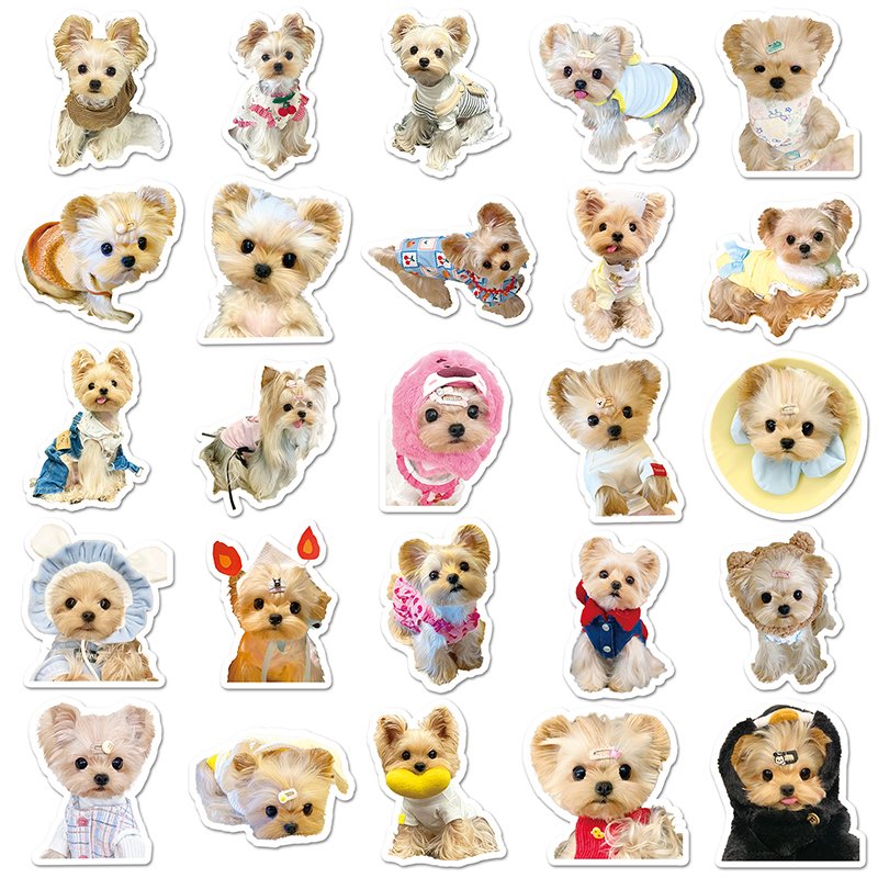 50pcs Factory Wholesale Waterproof Dog Kawaii Sticker Decorative Custom Animal Yorkshire Sticker