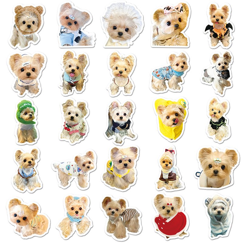 50pcs Factory Wholesale Waterproof Dog Kawaii Sticker Decorative Custom Animal Yorkshire Sticker