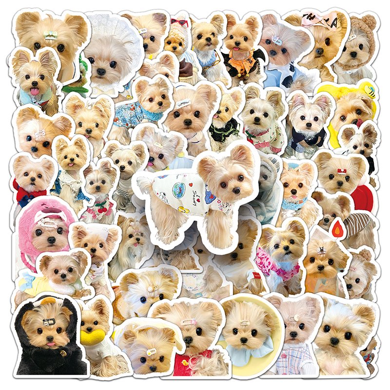 50pcs Factory Wholesale Waterproof Dog Kawaii Sticker Decorative Custom Animal Yorkshire Sticker