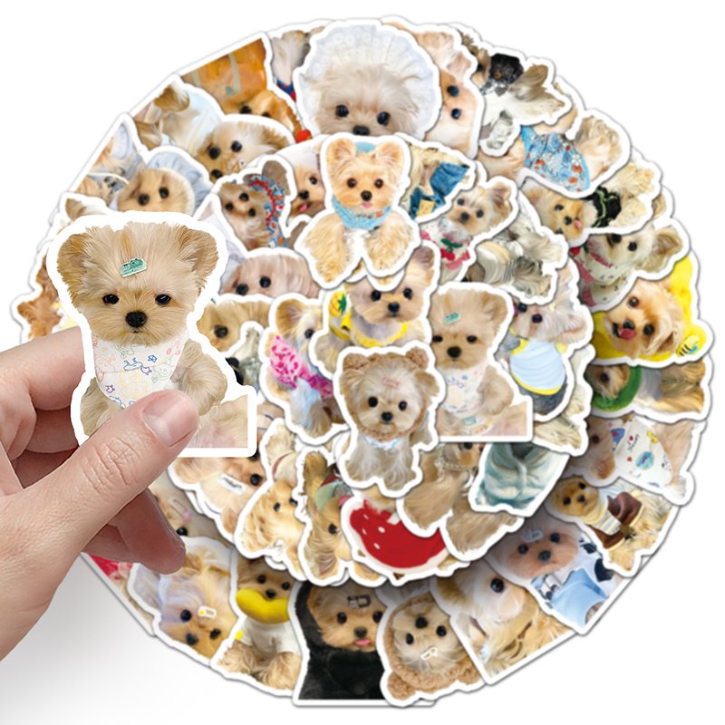 50pcs Factory Wholesale Waterproof Dog Kawaii Sticker Decorative Custom Animal Yorkshire Sticker