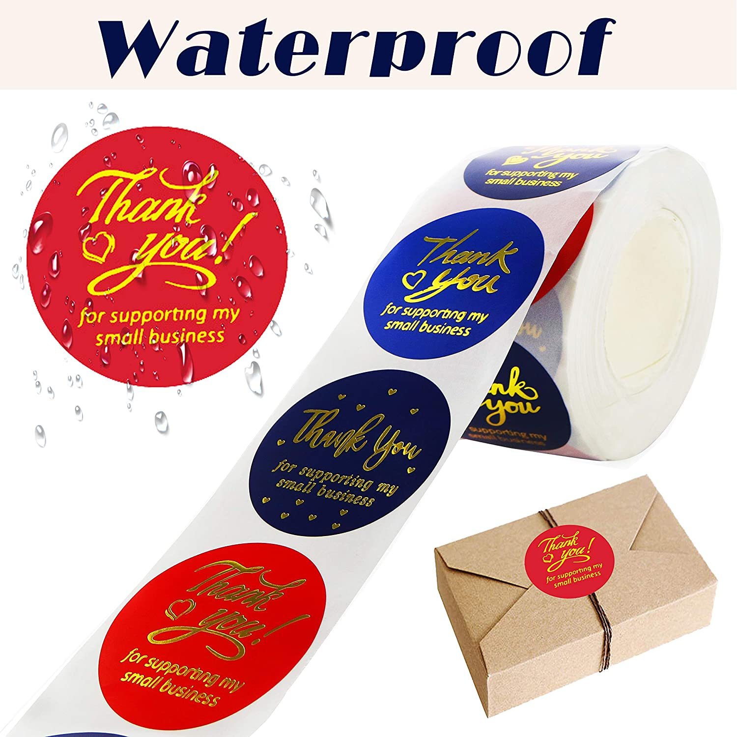 Custom Printing Brand Logo Die Cut Round Shape Waterproof Adhesive Paper Stickers for Packages