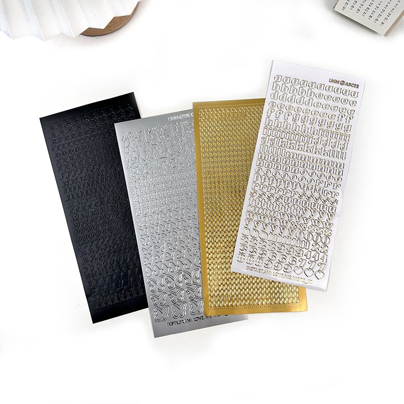 Hot stamping hot silver golden number letter sticker hand account diy photo album decoration alphabet pvc sticker scrapbook
