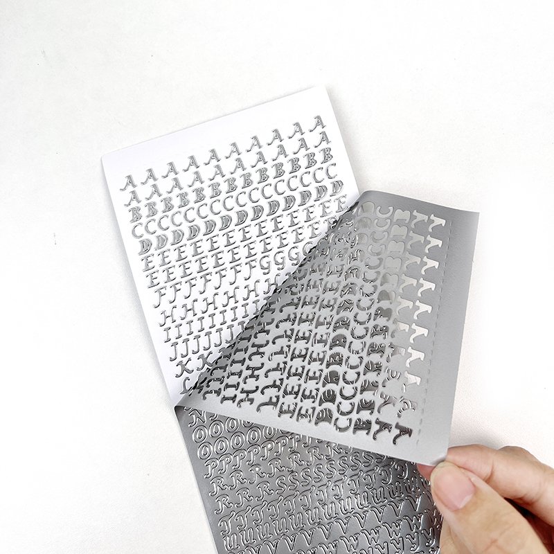 Hot stamping hot silver golden number letter sticker hand account diy photo album decoration alphabet pvc sticker scrapbook