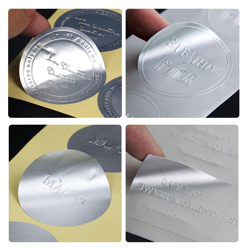 Bronzing dumb gold/silver embossed stereo label custom seal with aluminum foil sticker