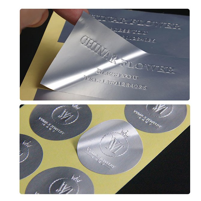 Bronzing dumb gold/silver embossed stereo label custom seal with aluminum foil sticker