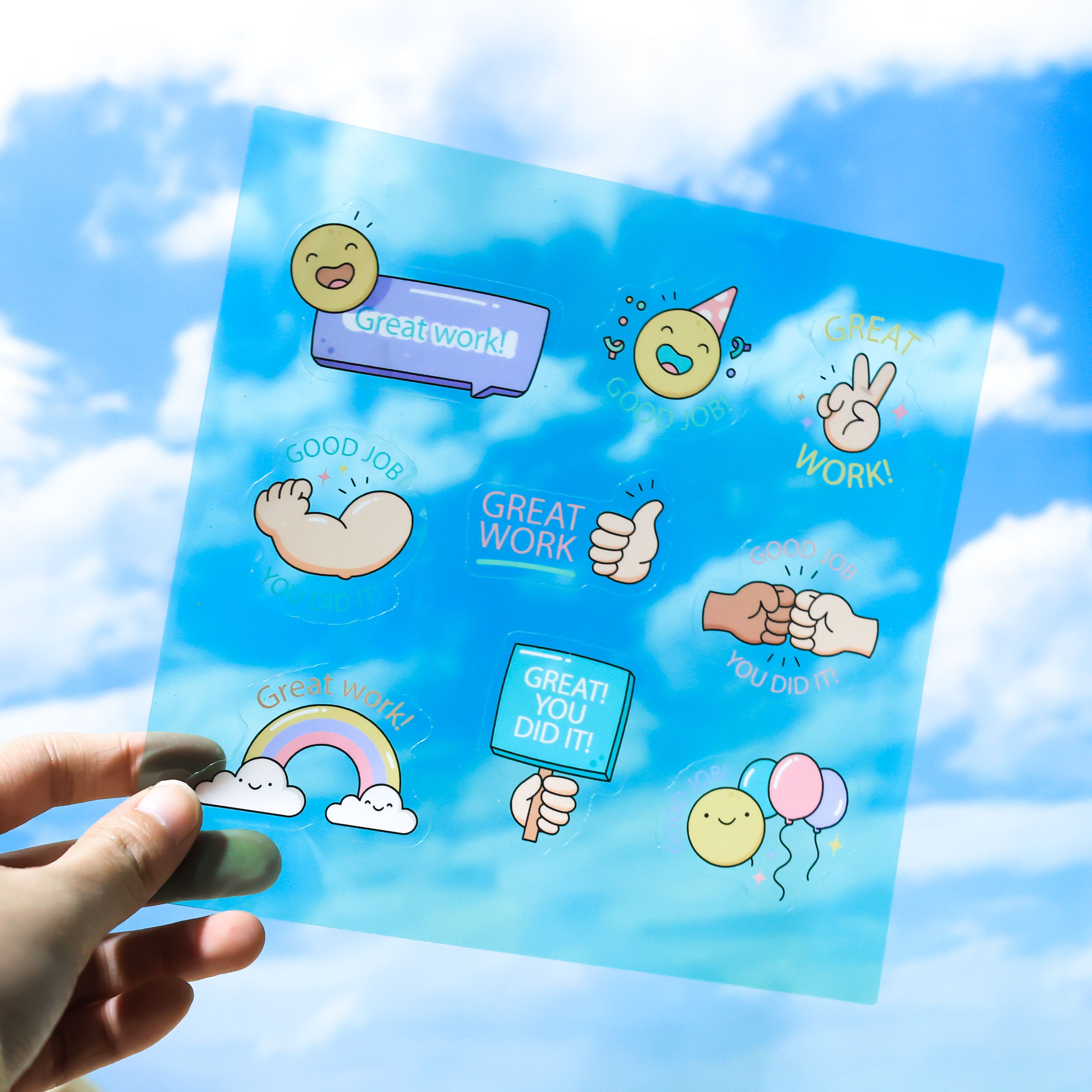 Custom vinyl printing adhesive waterproof cartoon die-cut clean label stickers
