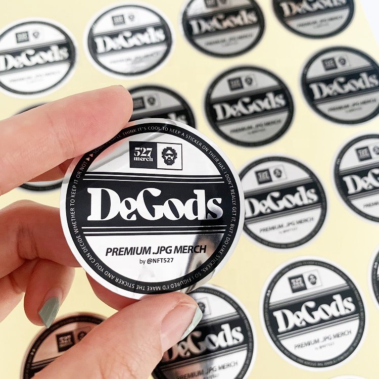 Custom Circle 5cm Metallic Laser Silver Label Round Shiny Pvc Adhesive New Era Snapback Hard Hat Sticker