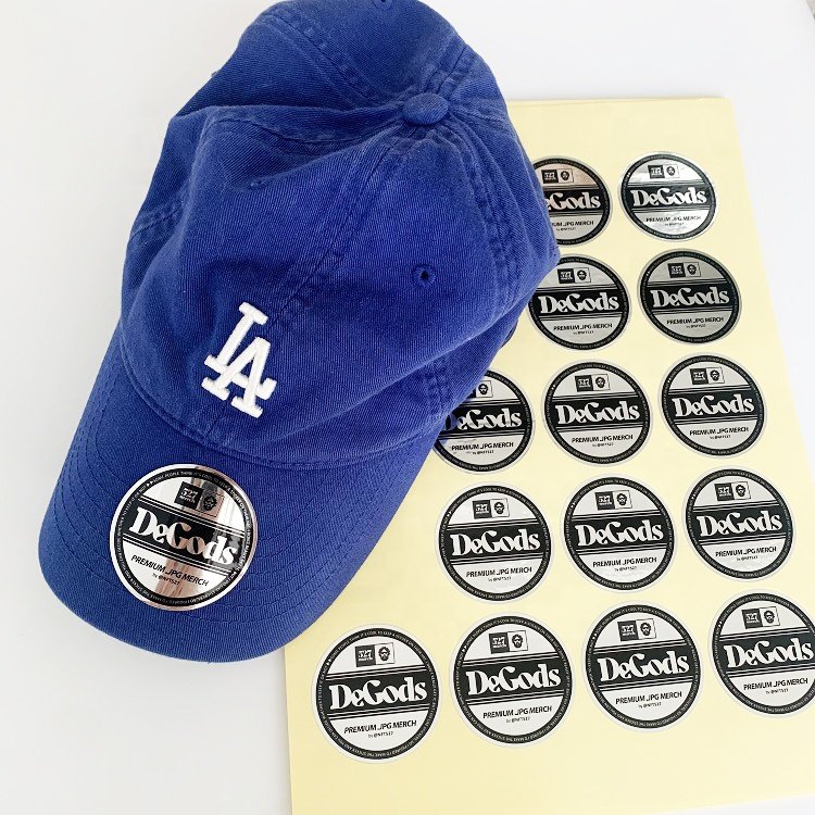 Custom Circle 5cm Metallic Laser Silver Label Round Shiny Pvc Adhesive New Era Snapback Hard Hat Sticker