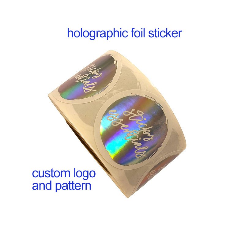 custom bottle rose gold foil round label printing adhesive roll packaging holographic foil sticker for business
