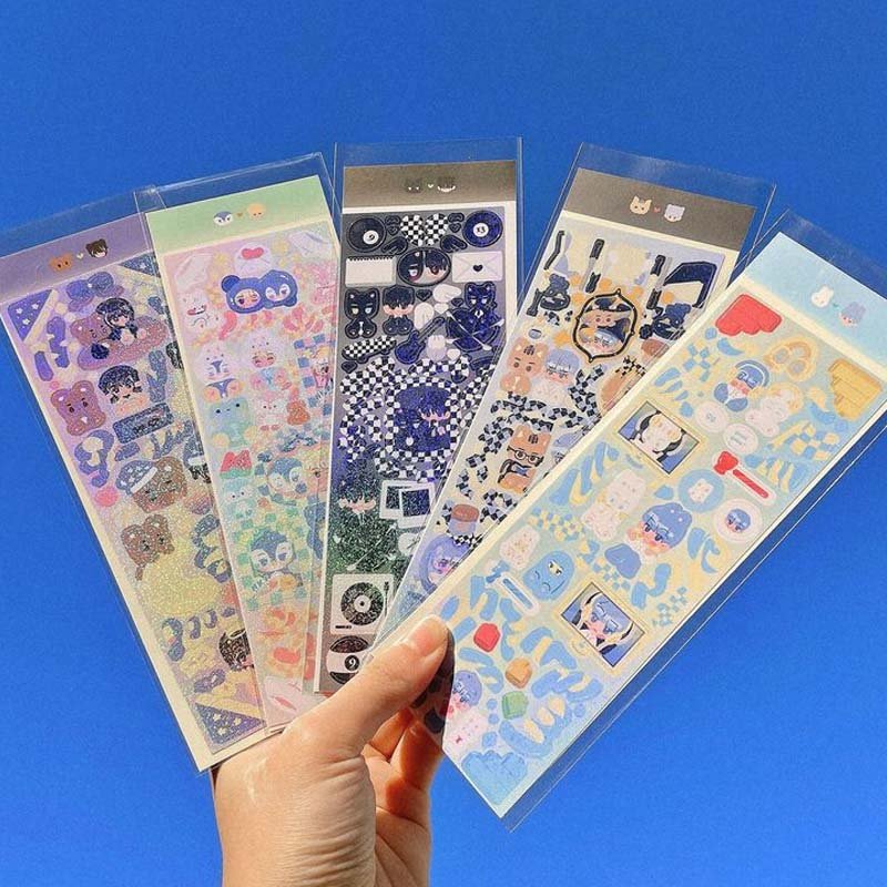 Custom Waterproof Vinyl uv A4 A5 A6 decorative sticker sheet cute cartoon sticker for children
