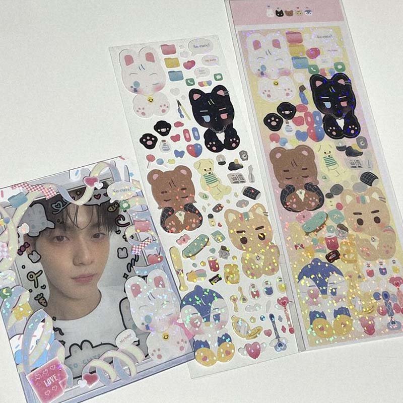 Custom Waterproof Vinyl uv A4 A5 A6 decorative sticker sheet cute cartoon sticker for children