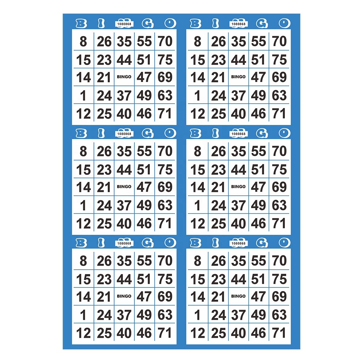 Bingo Game Set Paper Game Cards Mixed Color Disposable White Cardboard for Bingo Game Set
