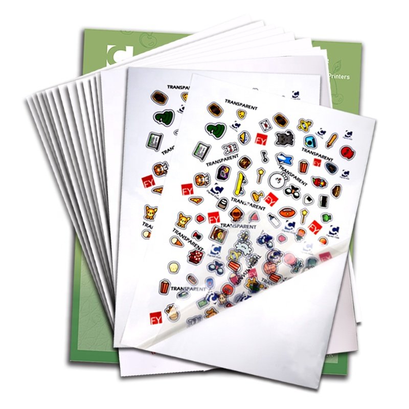 Durable 150 Pcs Per Pack Waterproof Transparent Printed A4 8.5*11 Vinyl Sticker Sheet Paper For Inkjet Printer