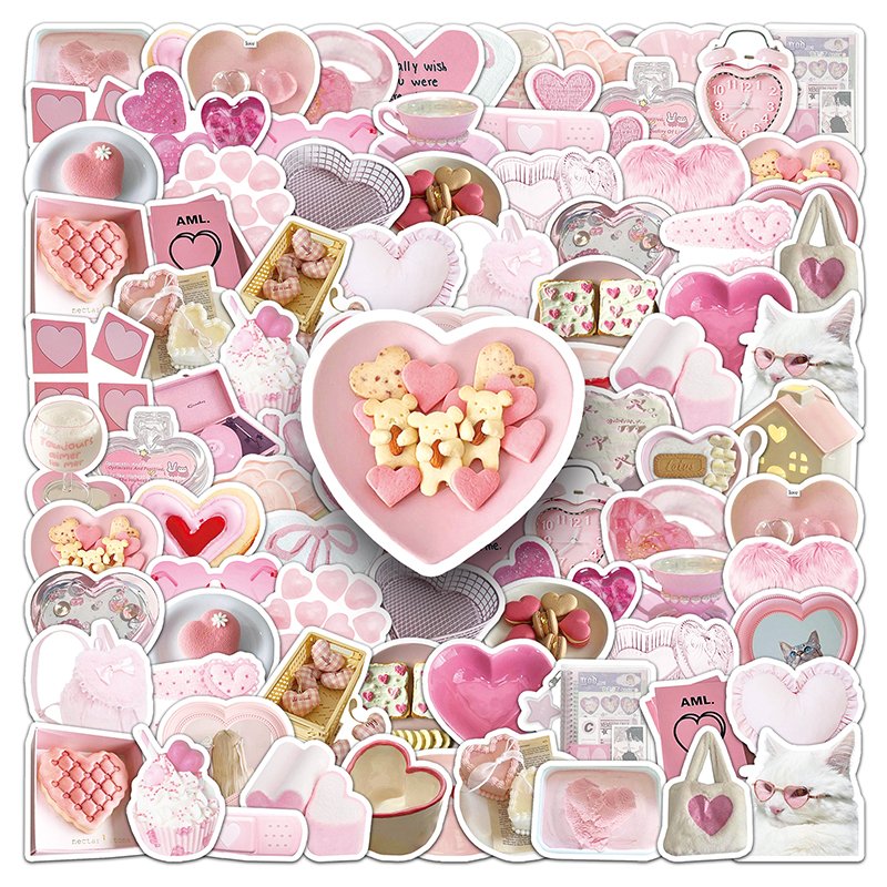 50pcs Factory Wholesale Waterproof Partysu Sticker Decorative Custom Loving Heart INS Style Sticker