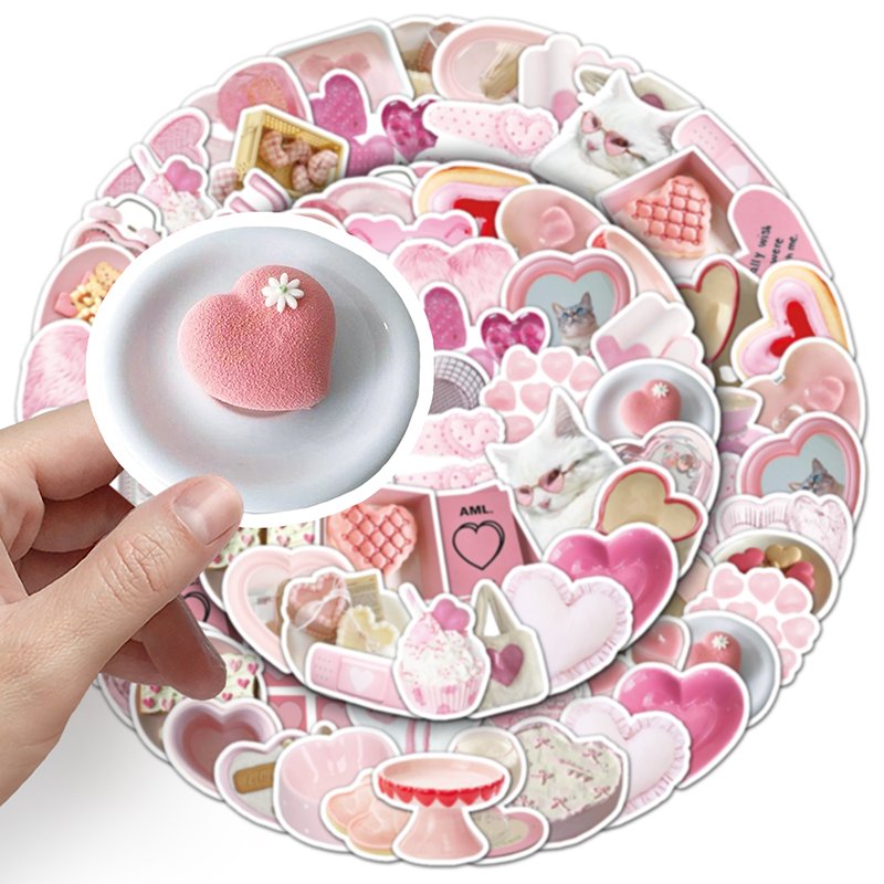 50pcs Factory Wholesale Waterproof Partysu Sticker Decorative Custom Loving Heart INS Style Sticker