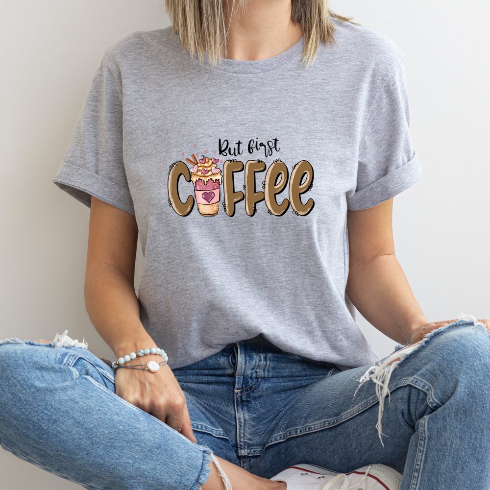 Wholesale Custom But First Coffee Designs Logo Printing Leopard Coffee Cups DTF Heat Transfer Sticker For Clothes
