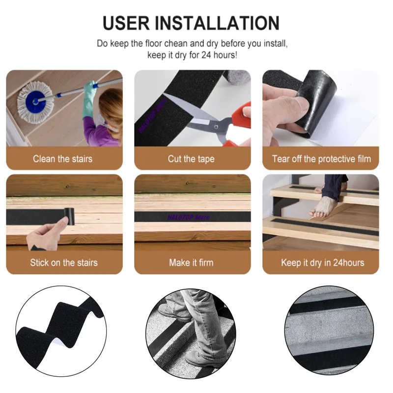 5m Floor Stairs Non Slip Tapes Indoor/Outdoor Bathroom Anti-Slip Strong Adhesive Stickers For Safety Traction Tape Stairs Floor