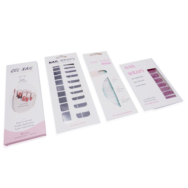 Art decoration folding 1000 pcs ivory board logo nail sticker custom packing high quality box size wraps nail strips packing
