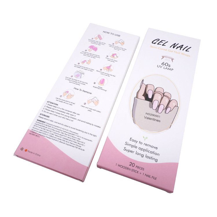 Art decoration folding 1000 pcs ivory board logo nail sticker custom packing high quality box size wraps nail strips packing