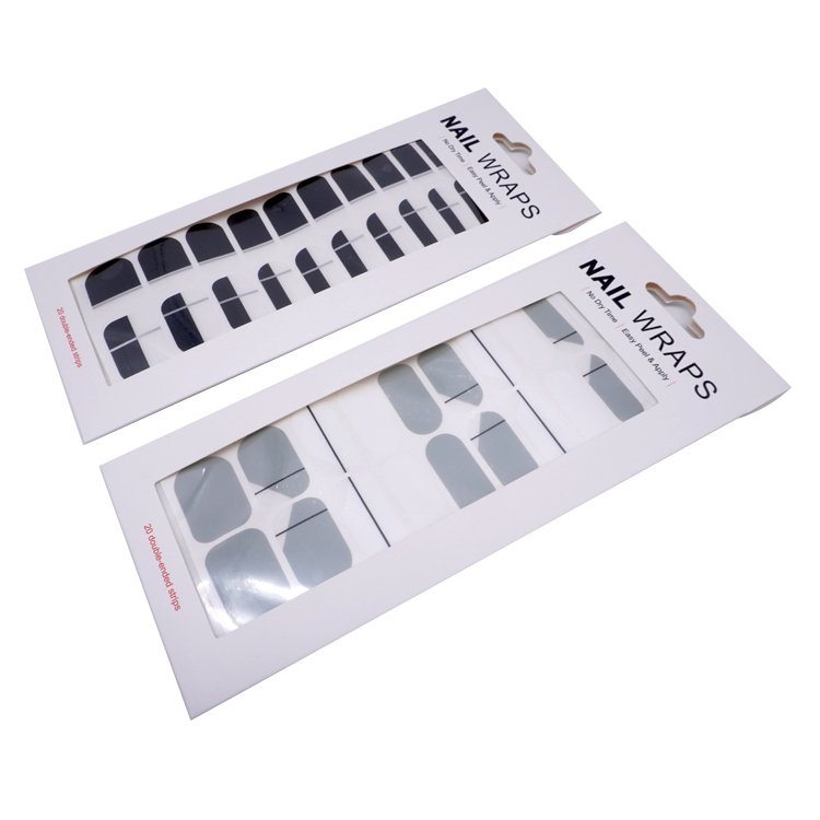 Art decoration folding 1000 pcs ivory board logo nail sticker custom packing high quality box size wraps nail strips packing