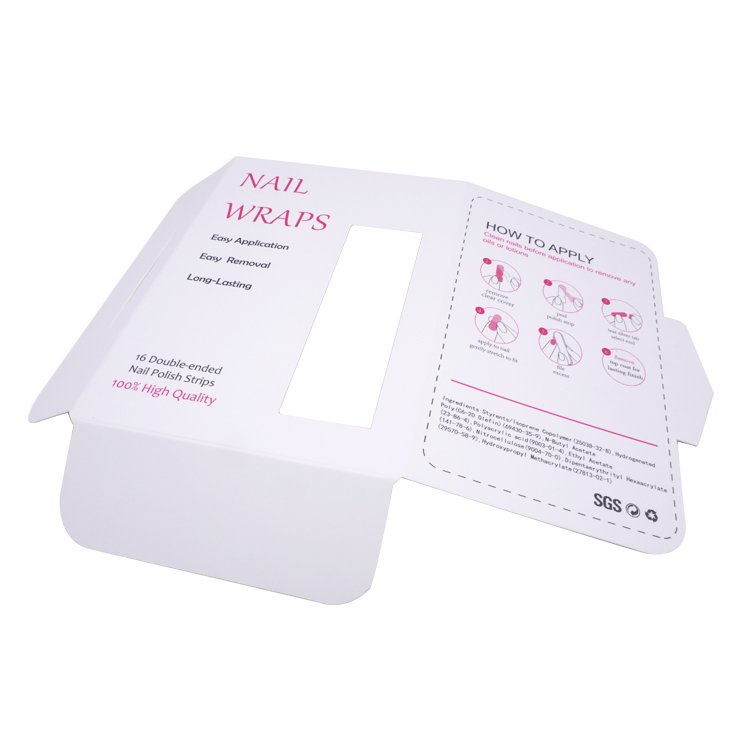 Art decoration folding 1000 pcs ivory board logo nail sticker custom packing high quality box size wraps nail strips packing