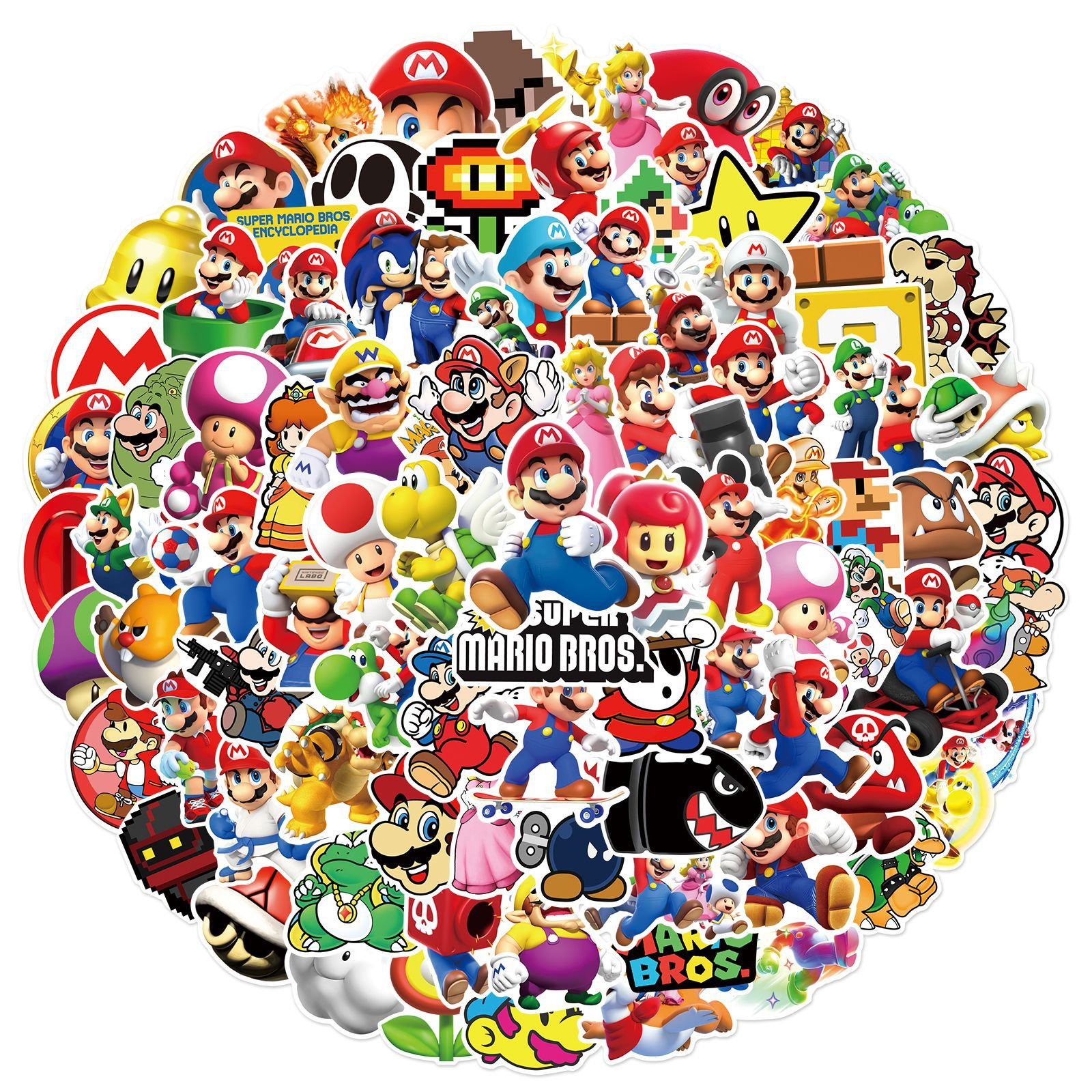 100PCS Funny game Mali decals for phone laptop bottle suitcase decorative cartoon super mario bros sticker