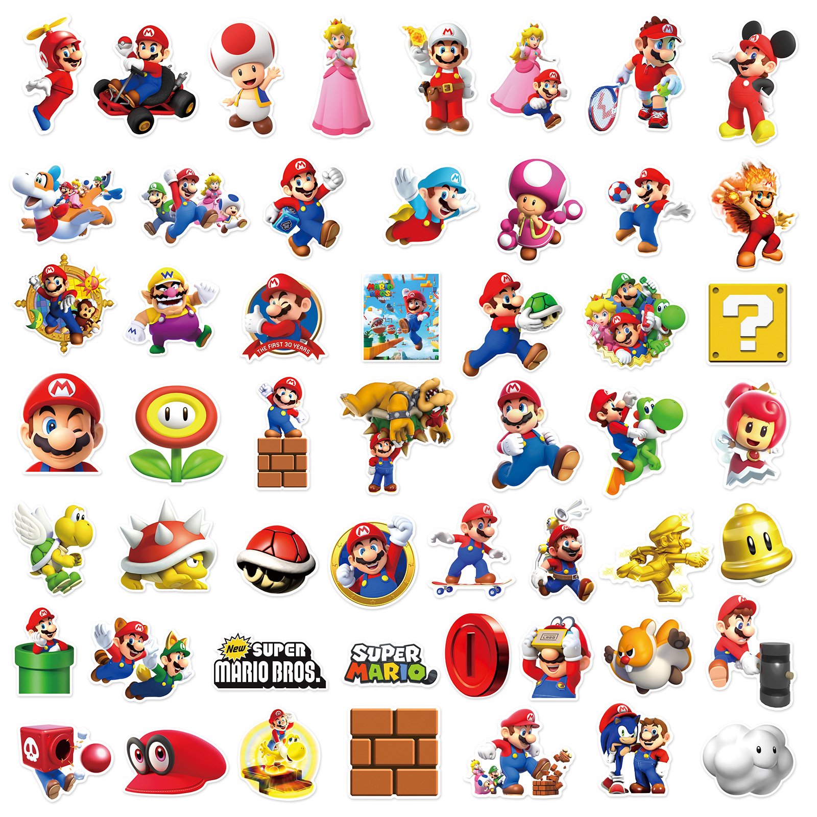 100PCS Funny game Mali decals for phone laptop bottle suitcase decorative cartoon super mario bros sticker