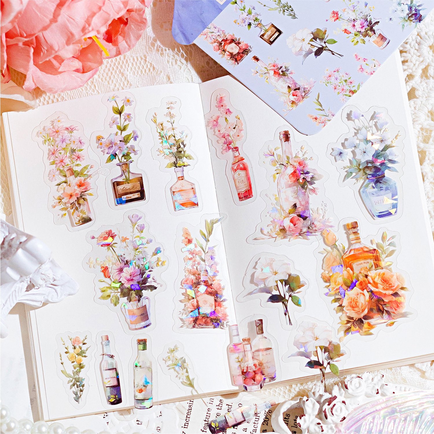 STICKERS PUNK 30 Pcs/pack Green Plants Flower Gold Foil Stickers Set Aesthetics Floral Stickers for Scrapbooking Supplies 05373